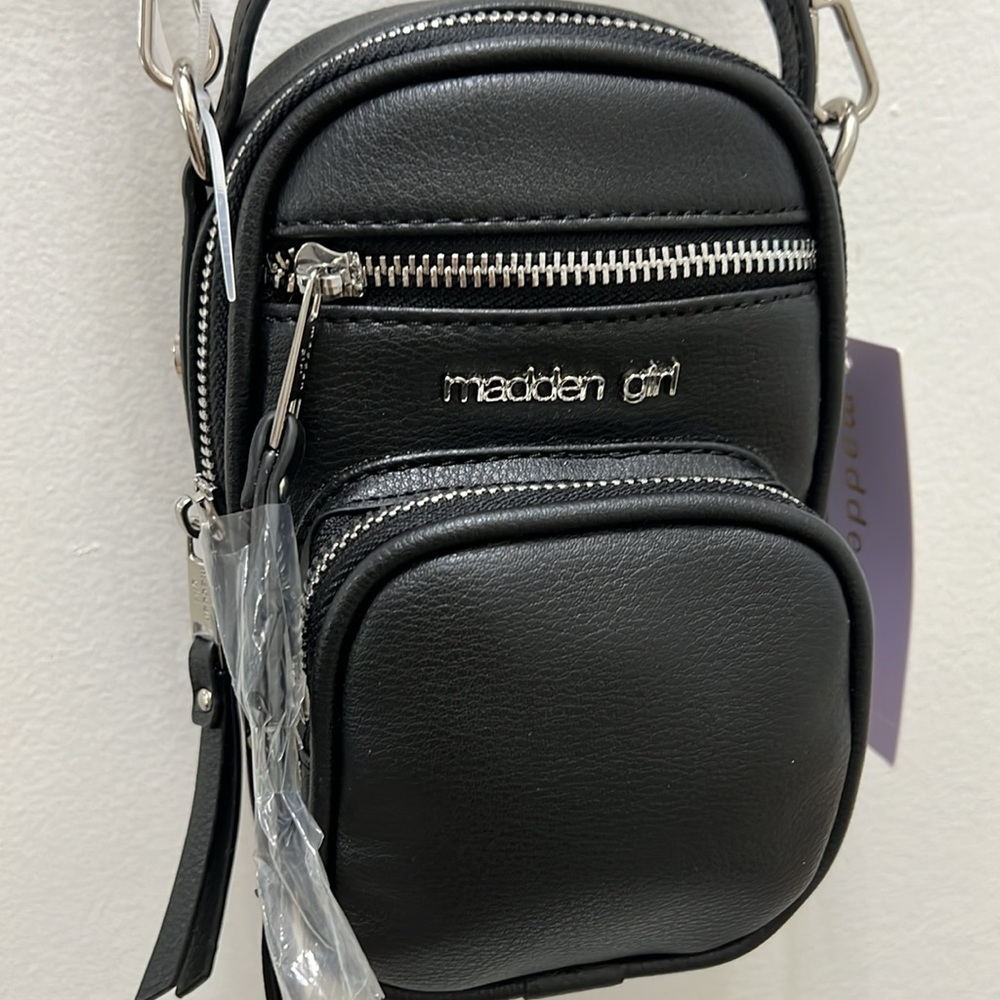 Madden Girl Black Crossbody with coins pouch and Silver Accents